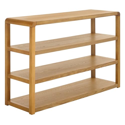 SAFAVIEH Home Collection Omara Natural Brown 4-Tier Storage Console Table for Entryway, Living Room, Foyer