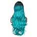 FAVE Ombre Bluish Green Wig Long Wavy Side Part Wig Heat Resistant Synthetic Hair Teal Blue Wig Mermaid Wigs for Women (Ombre Bluish Green)