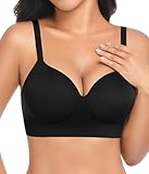 Niwicee Reggiseno Senza Ferretto Push up Invisibile Reggiseni Senza Cuciture Reggiseno Comodo Reggiseno Contenitivo con Coppa Incorporata (Nero, L)