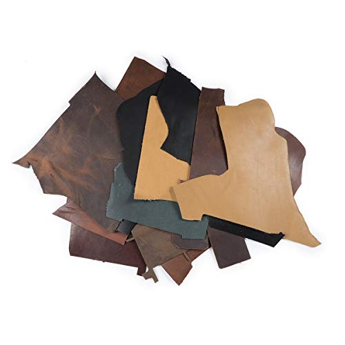 2Lb Box Of Top Grain Leather Remnants And Leather Scraps From Usa Raised Cows, 2 – 3 Mm Thick (4.5-5.5 Ounces) Leather For Crafts In An Assortment Of Earth Tone Colors #TOP3