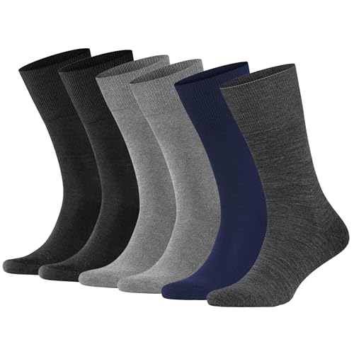 Image of KNETLI Women's Dress Socks, Crew Socks, Super Soft, Black, Grey, Navy Blue, Dark Grey, Black, Grey Size 6-9, 6 Pair Pack