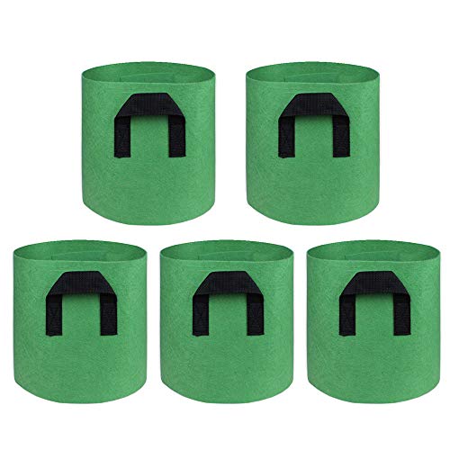 Mintice 5 Piezas Sac à plantes Bolsa de Cultivo de Plantas Vegetal Bolsa Cultivo Tela macetas Respirable hogar jardín para Patata, Tomate, Zanahoria 5 galones Verde