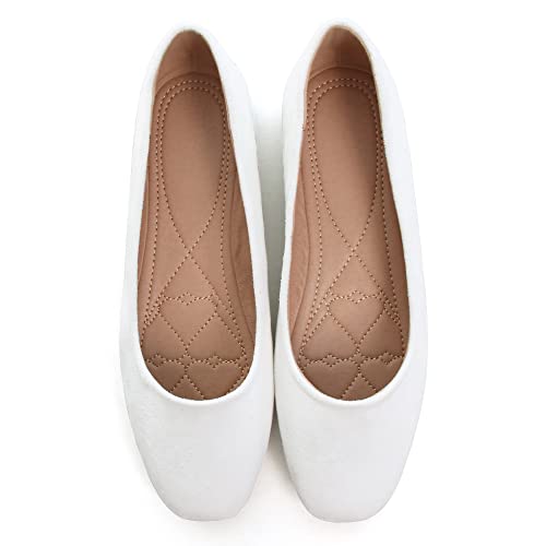 Image of ChaiRong Zhou Women Square Toe Ballets Flats Comfort Slip On Walking Shoes for Driving