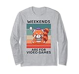 Photo Gallery vintage kawaii red panda weekend sono per gli amanti dei videogiochi maglia a manica Photo Gallery vintage kawaii red panda weekend sono per gli amanti dei videogiochi maglia a manica