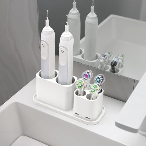 ALOCEO Electric Toothbrush Holder, Bathroom Toothbrush Holder 6 Compartments Multifunctional Toothpaste Caddy Toothbrush Organizer for Electric Toothbrush Head, White - Cosy Home Interiors ALOCEO Electric Toothbrush Holder, Bathroom Toothbrush Holder 6 Compartments Multifunctional Toothpaste Caddy Toothbrush Organizer for Electric Toothbrush Head, White - Image 3