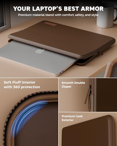 Image of FEDUS MONARC Designer Premium Vegan Leather Laptop Sleeve Bag Case 14 inch, Shockproof Office Laptop Cover Pouch Accessories Carrying Bag for MacBook, HP, Dell, Lenovo, Asus for Men & Women