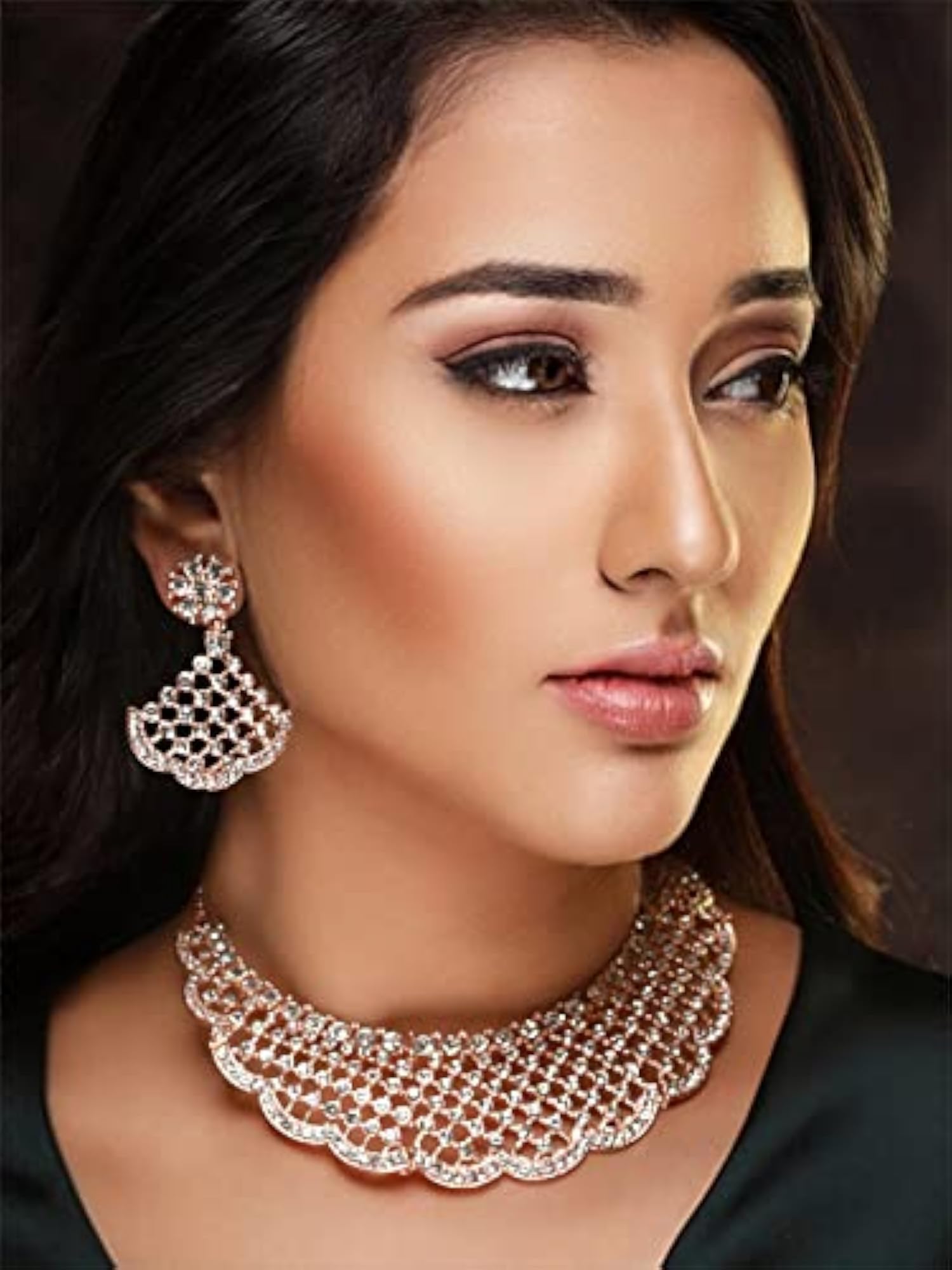 Women's Bold Floral AD Plated Jewellery Set