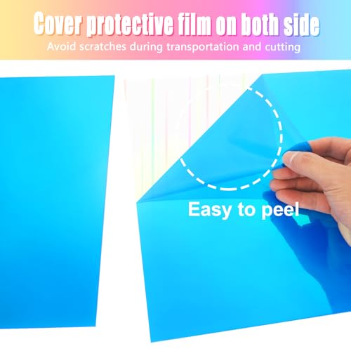 Image of 4PCS Iridescent Plexiglass Sheets 1 /8 inch Thick, Colored Acrylic Sheet 12x12 Inch Plastic Sheets Plexiglass Sheet Radiant Acrylic Panel for Signs, Lighting, DIY Crafts