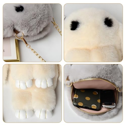 Monedero de conejito peluche con cadena para complementar tus looks diarios 5