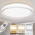 DINGLILIGHTING 19 Inch Modern Dimmable Led Flush Mount Ceiling Light with Remote Control, 48W Round Close to Ceiling Lights Fixture for Bedroom Living Room Dining Room, Timing, 3 CCT, UL Listed