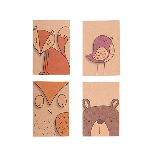 NUOLUX Mini cuaderno bloc de notas Niños - cuaderno Marrón Blanco Dentro de Notebook (Serie de Animales) Cover