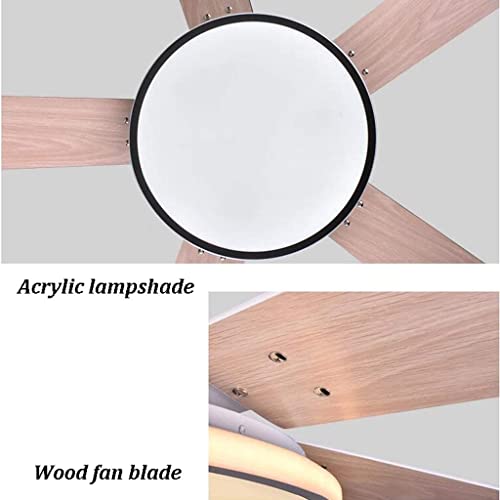 Ventilador de techo de madera maciza nordica de alta calidad con lampara LED moderna 4