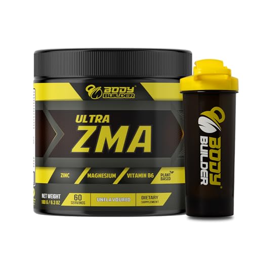 Body Builder Ultra ZMA - Energy Production and Fatigue Reduction - Zinc Magnesium and Vitamin B6 Formula - Ideal for Bodybuilders and Athletes (Unflavored) (Shaker Free)