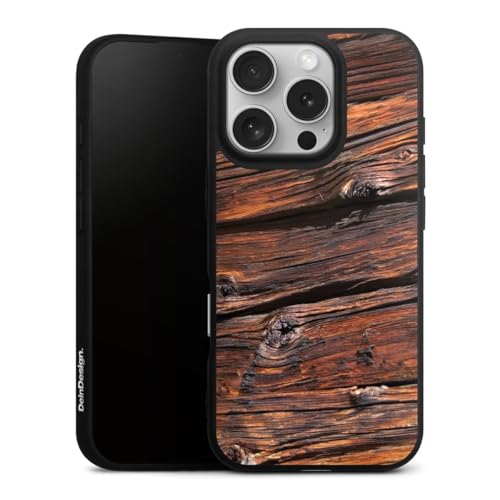 Coque Apple iPhone 16 Pro DeinDesign en silicone souple premium effet poutres de bois