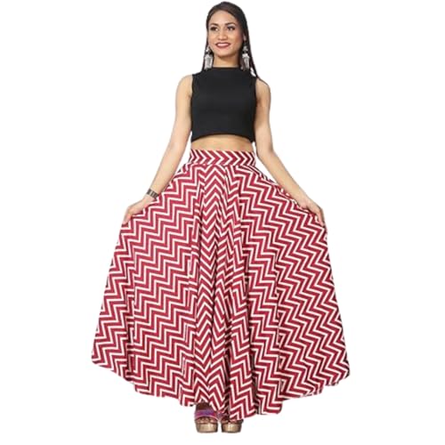 Image of JYESHTA Women's American Crepe Flared A Line Stitched Long Skirt with 12 Mtr Flare 40 in Height | Skirts for Women Long Length | Long Skirts for Girls