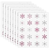 Marspark 300 Pieces Snowflake Dimensional Stickers 3D Snowflake Stickers Diamond Snow Flake Winter Decoration for Holiday Envelopes Winter Decoration(Simple,Pink White)