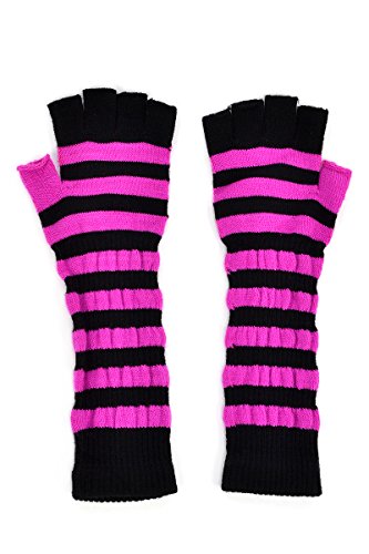 BSB LL- Womens Warm Winter Arm Warmer Knit Fingerless Long Gloves 5 Half Fingers