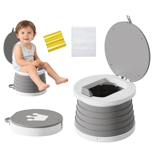 Compact Foldable Toddler Travel Potty - Versatile Seat for Car, Camping, and Hiking, Lightweight Potty Chair for Indoor and Outdoor Use (Gray)