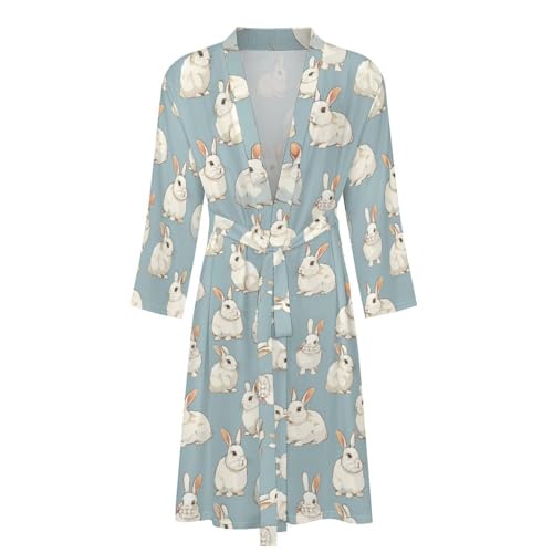 Cute Fat Rabbits Funny Men's Robe Soft Lightweight Bathrobe Long-sleeve Spa Robes4