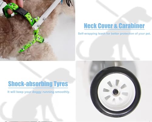 Silla de ruedas ligera para perros con soporte ajustable delantero y trasero XS 6