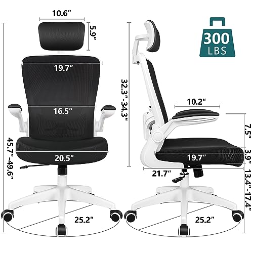 Felixking Ergonomic Office Chair, Headrest Desk Chair Office Chair With Adjustable Lumbar Support, Home Office Swivel Task Chair With High Back And Armrest, Adjustable Height Gaming Chair(White) #TOP1