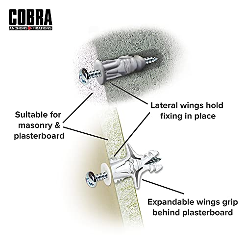 Cobra Grey Triple Grip Universal-Wandanker für Gipskarton, 6 mm, 27 kg Traglast, 40 Stück