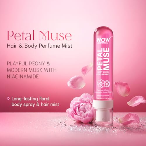 Image of WOW Skin Science Petal Muse Body & Hair Perfume Mist for Women | Feminine Floral Rose Musk with Niacinamide | Lightweight, Skin-Close Fragrance for Women & Unisex Wear | Peony & Rose Wrapped in Tender Musk | 100 ml