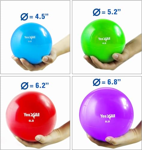 Image of Yes4All Weighted Toning Balls for Exercise, Soft Medicine Balls for Exercise, Pilates, Yoga, Balance, Flexibility, 2-10lbs
