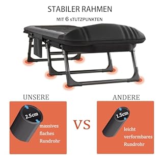 Cozykimo Letto da Campeggio Regolabile, Lettino Pieghevole Con Materasso, per Interni ed Esterni, Sdraio Pieghevole, per il Trasporto (Nero)