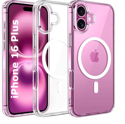 Image of REALCASE Polycarbonate Ultra-Hybrid Back Case Cover For iPhone 16 Plus Compatible With Magsafe|Camera Protection|Hard Crystal Clear Back|Shockproof Bumper Cover Case For iPhone 16 Plus(Transparent)