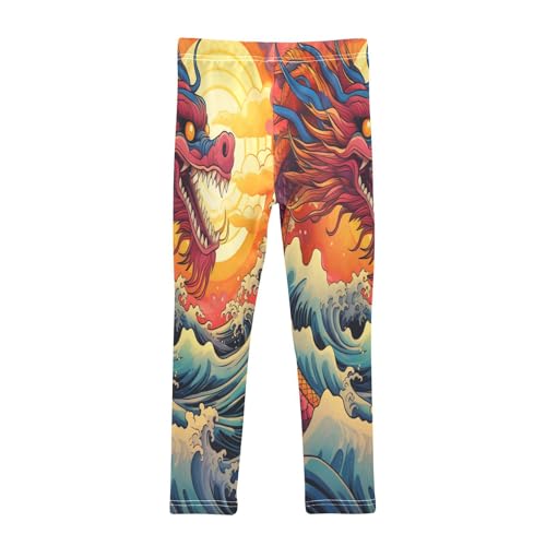 Toddler Girls Leggings Printed Yoga Pants Leggings Dragon and Sunrise for Kids2