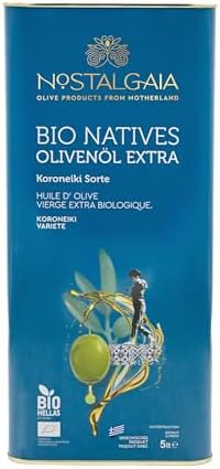 NOSTALGAIA 5 Liter Bio Griechisches Natives Olivenöl Extra – 100% Koroneiki, Kaltgepresst, Hoher Polyphenolgehalt, Frische Ernte 2025/2026, Premium Qualität, 5L Kanister