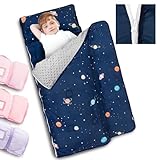 Primlect Toddler Nap Mat with Detachable Blanket and Removable Pillow, Kids Sleeping Bag 55''x35''...