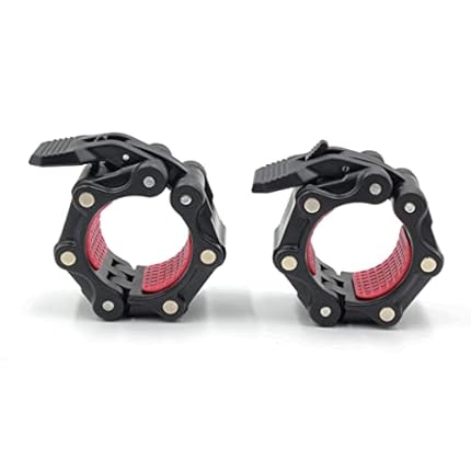 2 inch Olympic Barbell Clamps with Magnets Double Lock Non-Slip Magnetic Weight Clips 50mm Barbell Collars Quick Release Barbell Clips for Weightlifting Bars Body-Building Apparatus
