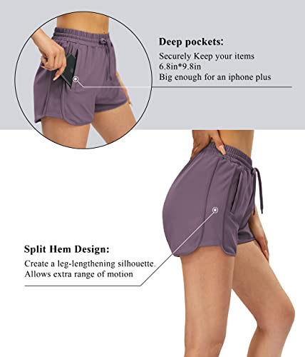 Lounge Shorts For Women With Pockets Workout Sports Dolphin Shorts Loose Comfy Activewear For Yoga Athletic Running Lavender Purple - M #TOP3