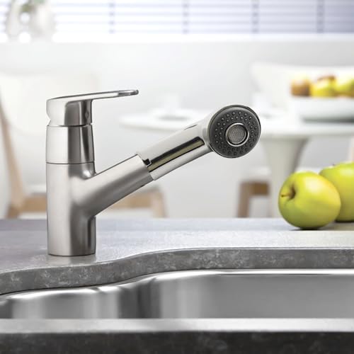 Filteilect Tête de pulvérisation extractible chromée compatible avec les robinets Grohe Zedra Europlus 46312IE0 46298IE0 de rechange avec fonction double jet – vue 5