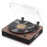 Retrospiler Record Player, Bluetooth Input & Output Turntable with Built-in Speakers, FM Radio, Vinyl-MP3 Recording, USB & SD Playback, LED Screen, Walnut…