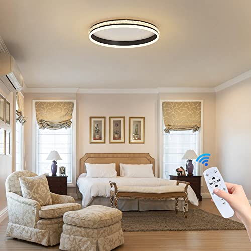 Telancy Modern Led Ceiling Light Remote Control Dimmable Flush Mounted Ceiling Light Fixture Bedroom Hallways Balcony Cloakroom Small Closet Washrooms Stairwell (15" Round) #TOP1