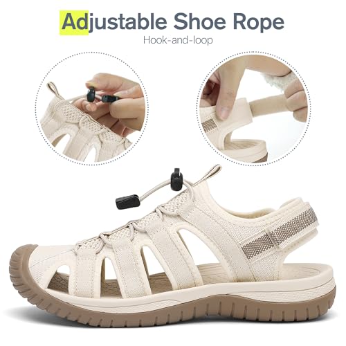 Image of Dannto Women's Sport Sandals Close Toe Mesh Hiking Outdoor Athletic Walking Casual Sandals Water Shoes
