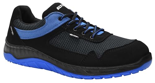 ELTEN Sicherheitsschuhe Lonny Blue Low ESD S1, Damen und Herren, Textil, Stahlkappe, leicht, sportlich 43, Schwarz-Blau