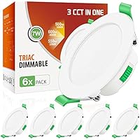 ALUSSO Foco LED Empotrable Plano Regulable 7W 230V IP44 Luces Empotrables, Mini Focos de Techo Blanco Redondo Delgado para Baño Cocina Sala de Estar