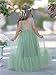 LalaMira Flower Girl Dress Lace/Tulle Boho Toddler Dresses Ruffle Girl Dress for Wedding Garden Party First Communion Holiday Beach Sage Green-6 Years