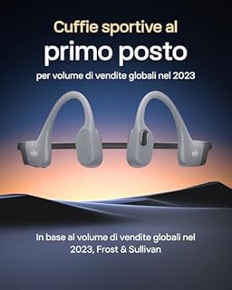 SHOKZ Cuffie sport a conduzione ossea OpenSwim Pro, auricolari wireless Open-Ear impermeabili IP68 con Bluetooth 5.4, 32 GB storage MP3, micr. con canc. rumore, 9 ore ripr. per corsa e nuoto, Grigio