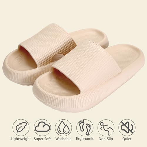 Image of rosyclo Cloud Slippers for Women and Men, Pillow House Slippers Shower Shoes Indoor Slides Bathroom Sandals, Ultimate Comfort, Lightweight, Thick Sole, Non-Slip, Easy to Clean