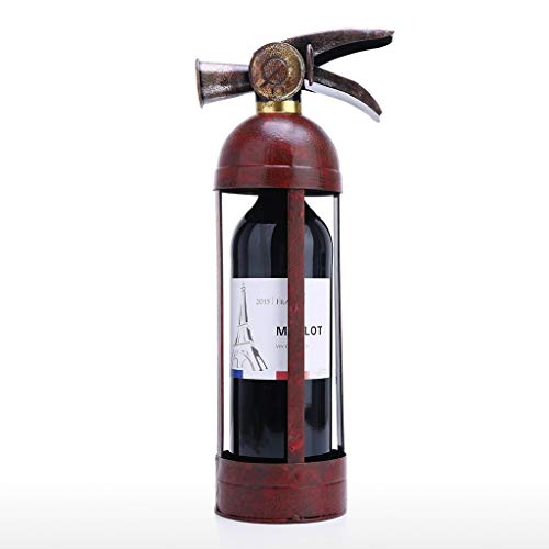 Soporte para botellas de vino de hierro rojo y negro artesanal miniatura 4