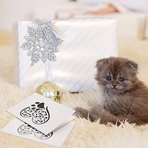Image of Zonon 48 Pcs Paw Printed Thank You Note Cards Veterinary Gifts 24 Note Cards Heart Paw Print Blank Greeting with 24 White Envelopes Animal Lovers Pet Shop Birthday Party(Black and White)