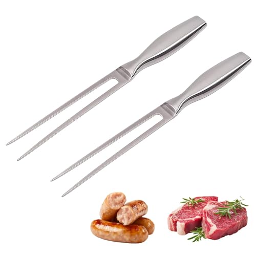 Zueyen Lot de 2 fourchettes à viande en acier inoxydable - Fourchette à barbecue de 30 cm - Fourchette de cuisine multifonctionnelle - Fourchette de service - Fourchette à rôtir - Fourchettes à fondue
