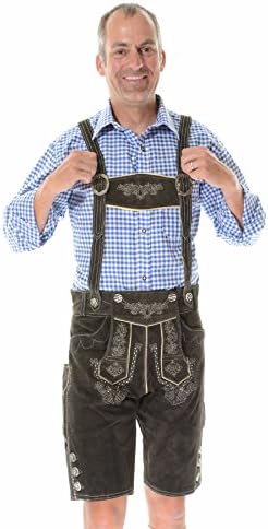 Authentic Lederhosen German Lederhosen Outfit Bavarian Clothing, BERGKRISTALL dark brown