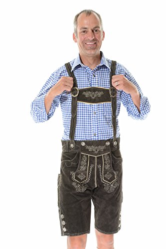 Tracht German Lederhosen Outfit Costumes BERGKRISTALL - 38 - Dark brown