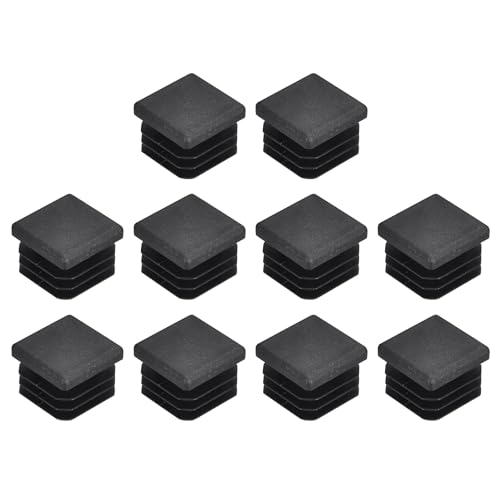 Image of uxcell 10Pcs 20mmx20mm(0.79inch) Plastic Tubing Plug Square Post End Caps for Handrail Stair Newel Guardrail Tube Black
